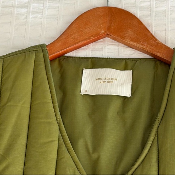Aime Leon Dore Green Puffer Vest Twill - Picture 3 of 6